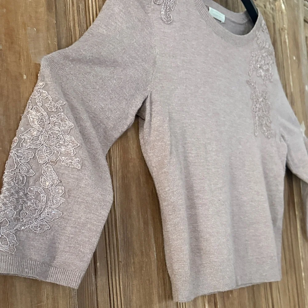 Jenny Yoo Mauve Embroidered Sweater Blouse - Picture 3 of 10